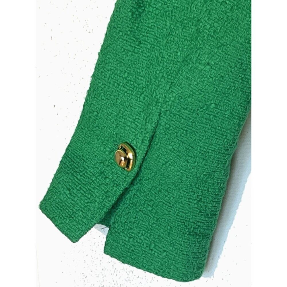 ZARA Green Textured Tweed Gold Button Cropped Jacket Blazer - Picture 12 of 12